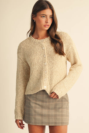 5261ik Textured Button Front Knit Cardigan Sweater
