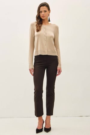 Ultra Soft Essential Basic Crewneck Button Up Cardigan