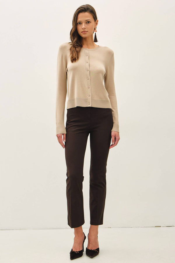 Ultra Soft Essential Basic Crewneck Button Up Cardigan
