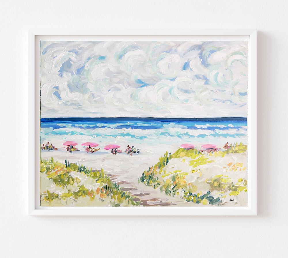Beach Print on Paper, "Spring Beach"-Blue Hand Home