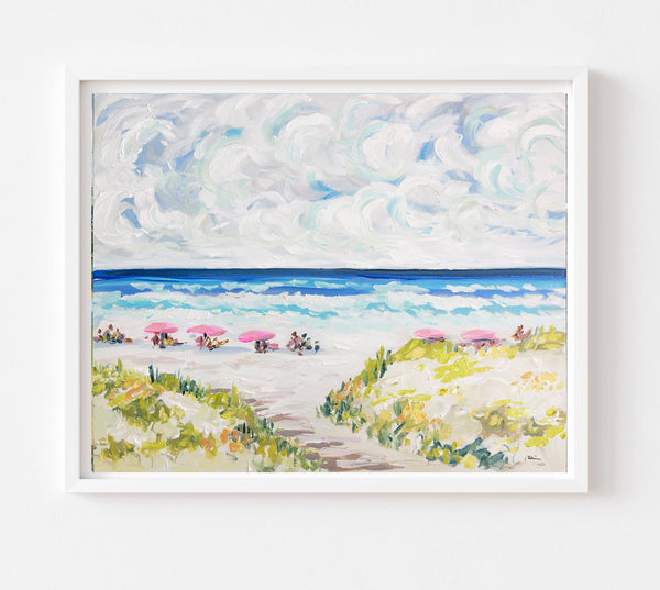 Beach Print on Paper, "Spring Beach"-Blue Hand Home