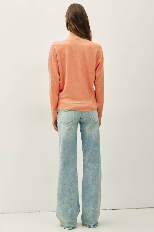 Dolman Sleeve Boat Neck Fine Sweater