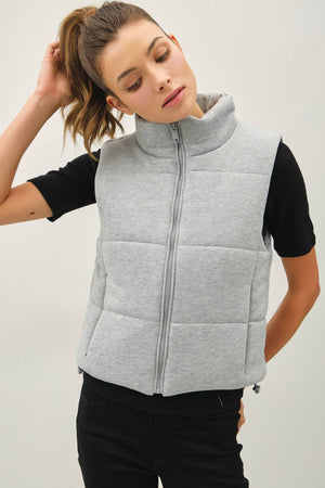 Classic Puffer Zip Up Vest W/ High Neck