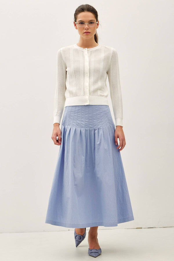CRISP PLEATED MIDI SKIRT-Blue Hand Home