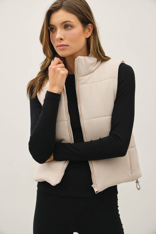 Classic Puffer Zip Up Vest W/ High Neck