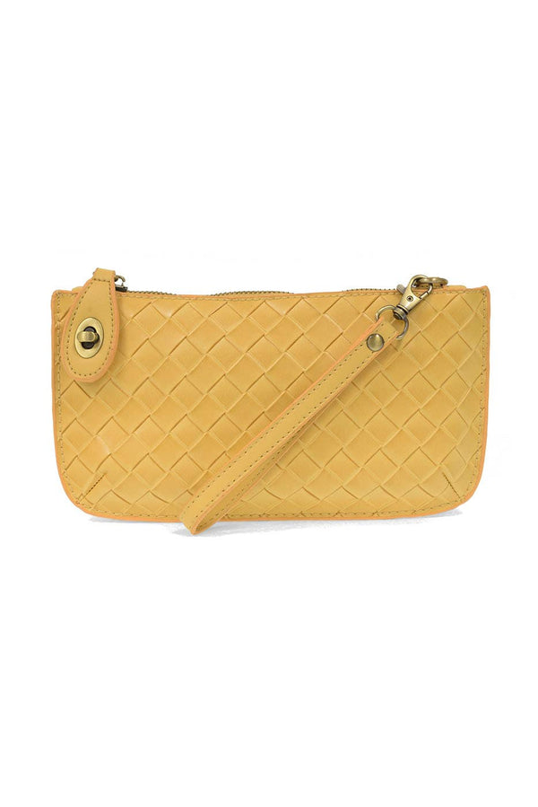 Faux Wide Woven Mini Crossbody Wristlet Clutch-Blue Hand Home