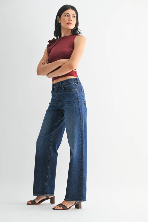 Loose Straight W/ Regular Hem - Dark Denim - Bp484j