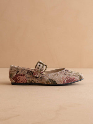 The Soho | Mauve Tapestry Ballet Fall Flat With Buckle