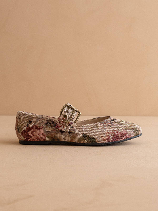 The Soho | Mauve Tapestry Ballet Fall Flat With Buckle
