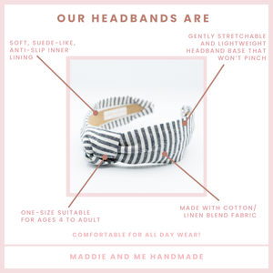Nautical Blue & White Stripe Knot Headband | Women & Girls-Blue Hand Home