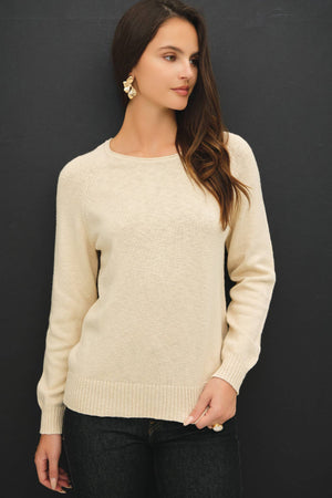 [NEW SHADE]RAGLAN SLEEVE SLUB PULLOVER SWEATER-Blue Hand Home