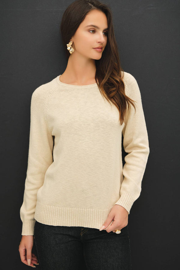 [NEW SHADE]RAGLAN SLEEVE SLUB PULLOVER SWEATER-Blue Hand Home