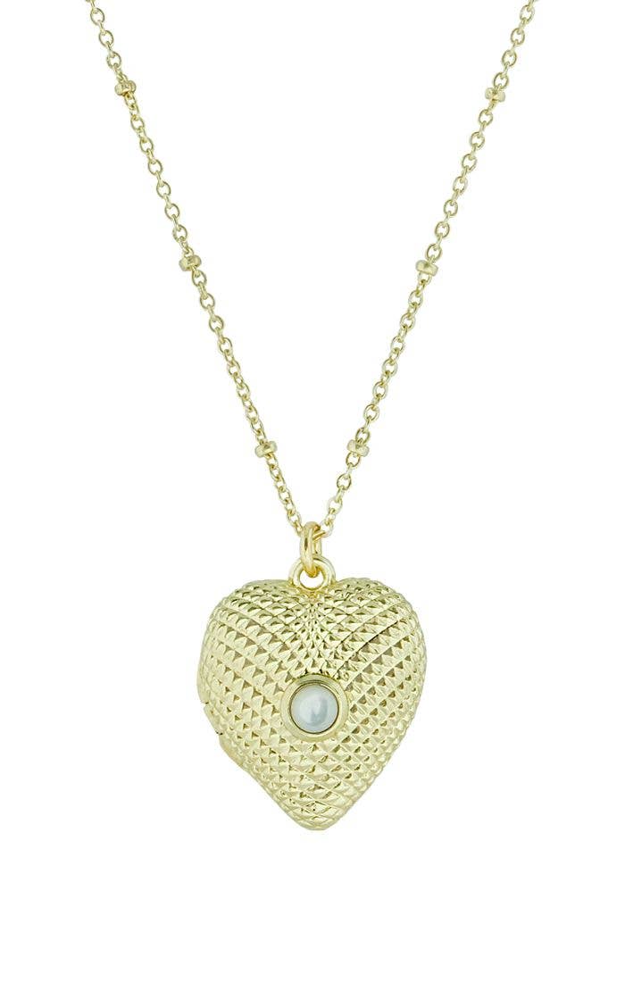 Cassy Heart Locket Necklace-Blue Hand Home