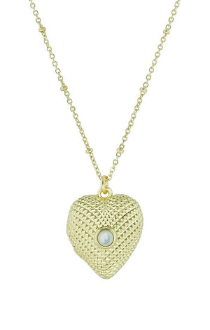 Cassy Heart Locket Necklace-Blue Hand Home