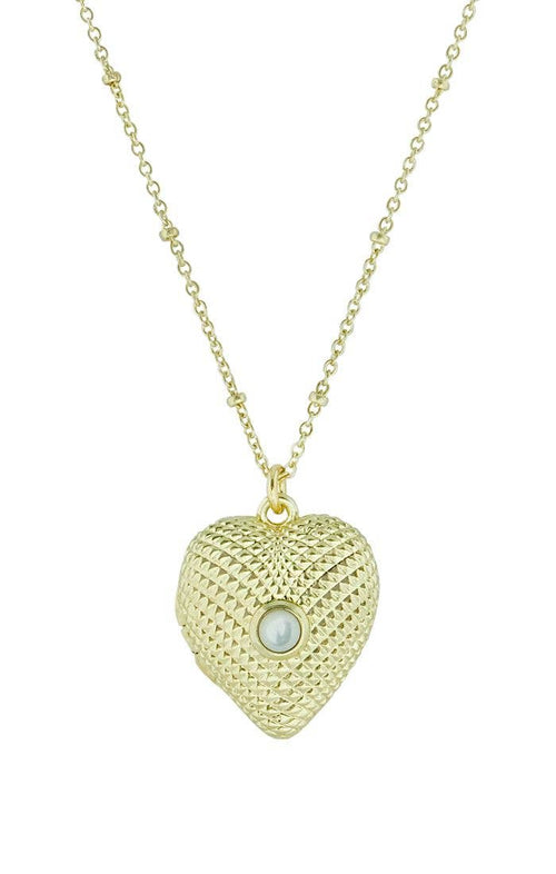 Cassy Heart Locket Necklace-Blue Hand Home