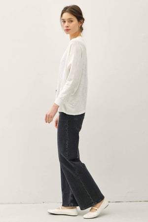 OPEN FRONT DOLMAN SLEEVE SLUB CARDIGAN-Blue Hand Home