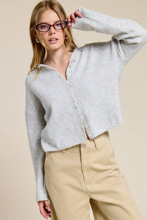 Essential Button Down Cardigan Top-Blue Hand Home