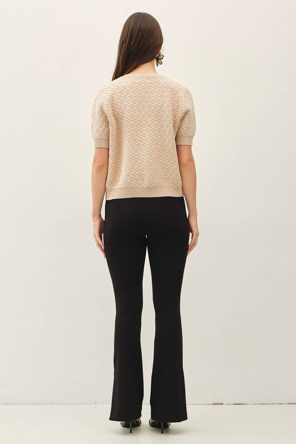 TEXTURED SHORT SLEEVE CARDIGAN-Blue Hand Home