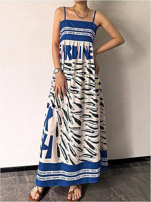 Fresh Sardine Prints Vacation Slip Maxi Dress