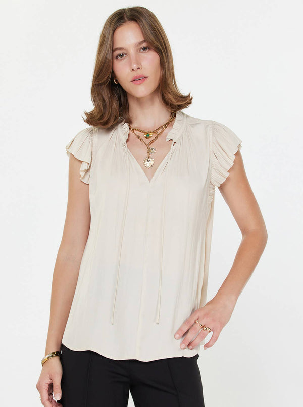Margot Pleated Sleeve Blouse-Blue Hand Home