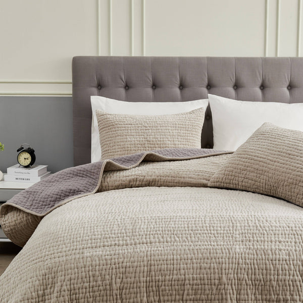 Tamara Velvet Quilt Set-Blue Hand Home
