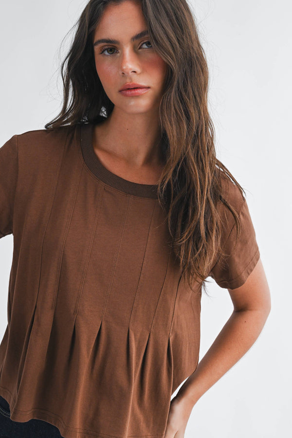 8613HK Pleated Swing Tee Top-Blue Hand Home