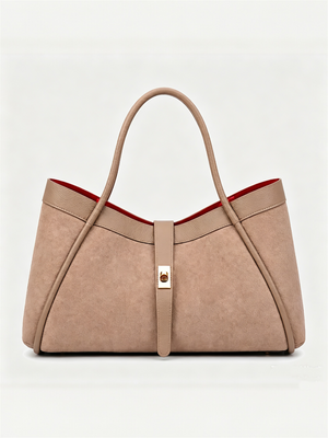 Genuine Suede And Togo Leather Bag, Made In Italy With Strap: Dark Brown