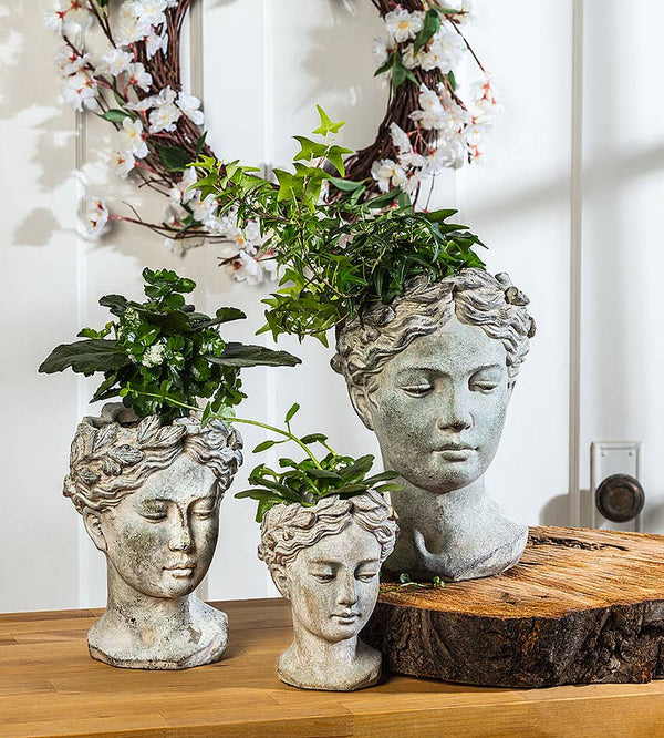 Women Head Planter-Blue Hand Home