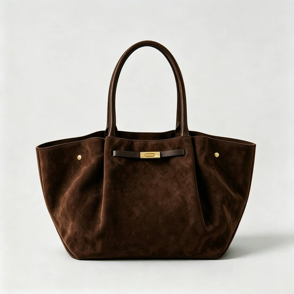 Genuine Suede Bag With Leather Details Made In Italy