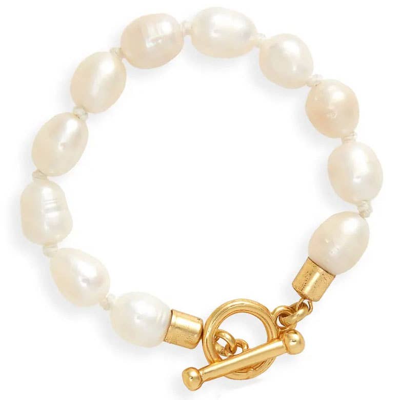 Elegant Freshwater Pearl Layering Bracelet for Chic Style-Blue Hand Home