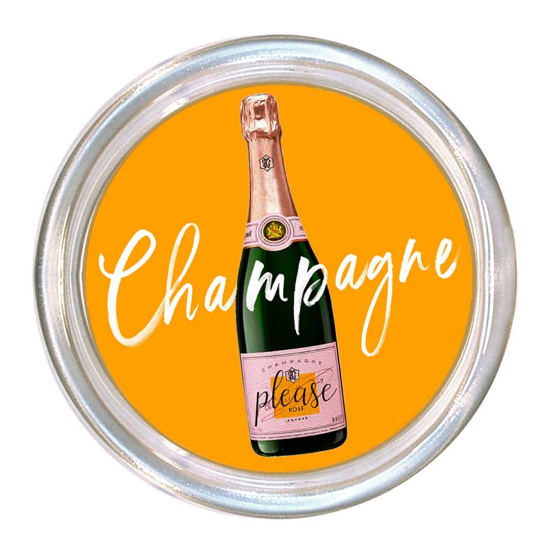 C6146-Champagne Please Coaster White-Blue Hand Home
