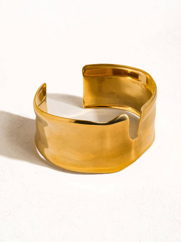 Clyde 18K Gold Non-Tarnish Abstract Bold Bangle-Blue Hand Home