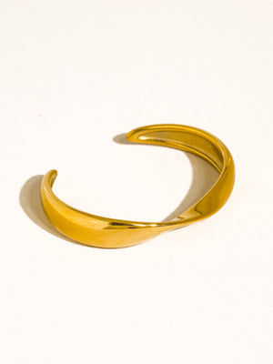 Fioren 18k Gold Non-Tarnish Sleek Twist Cuff Bracelet
