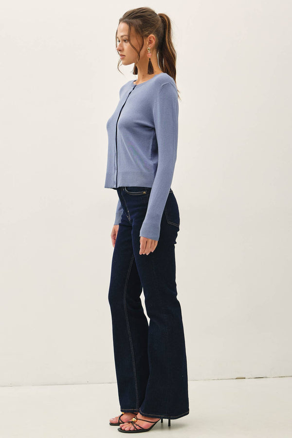Ultra Soft Essential Basic Crewneck Button Up Cardigan