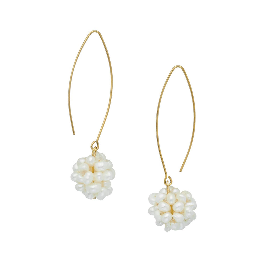 Pearl Cluster Threader Earrings-Blue Hand Home