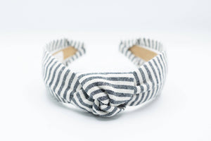 Nautical Blue & White Stripe Knot Headband | Women & Girls-Blue Hand Home