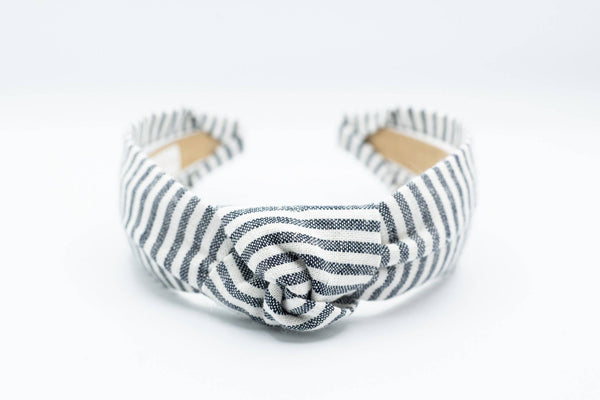 Nautical Blue & White Stripe Knot Headband | Women & Girls-Blue Hand Home