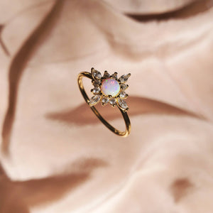 FLORAL OPAL RING - R-E3051-Blue Hand Home