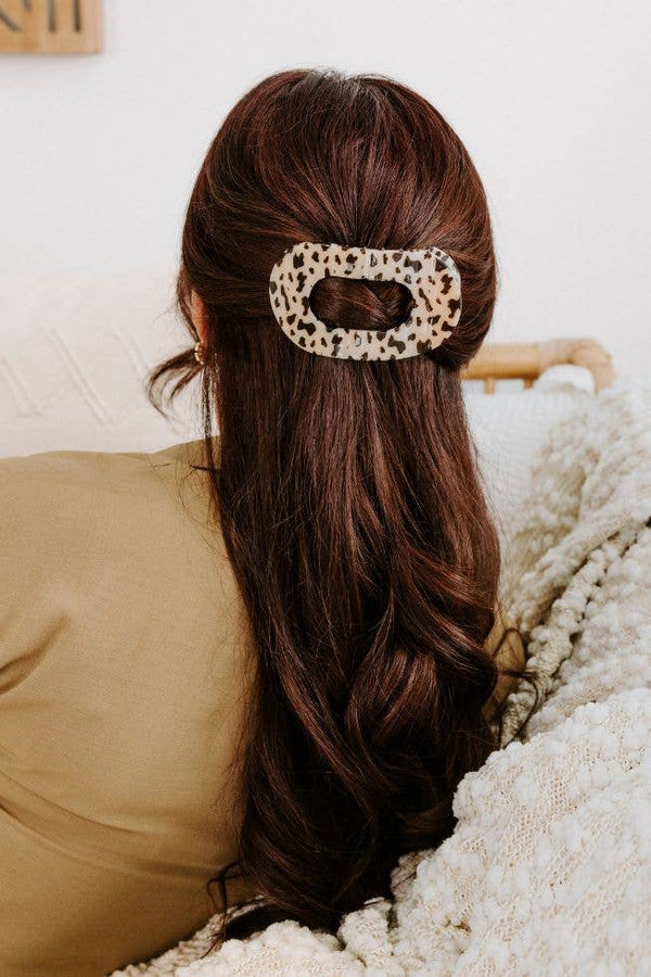 Round Flat Hair Clip | Large | Blonde Tortoise-Blue Hand Home