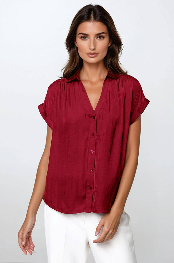 Short Sleeve Blouse - F-Blue Hand Home