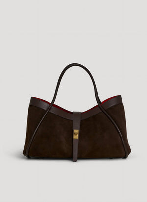 Genuine Suede And Togo Leather Bag, Made In Italy With Strap: Burgundy