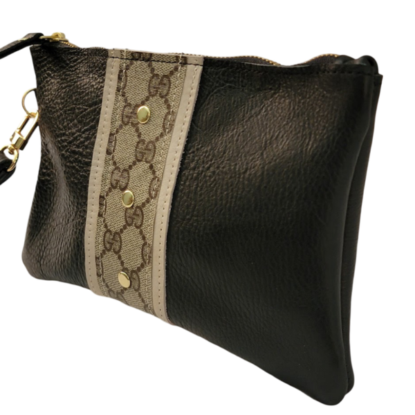 Cathy Wristlet In Black Leather | Upcycled Gucci