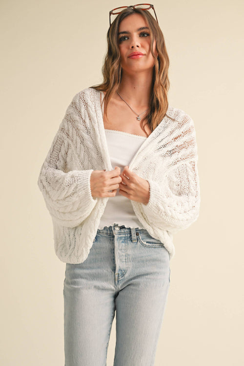 J4475 LIGHT WEIGHT CABLE KNITTED CARDIGAN-Blue Hand Home