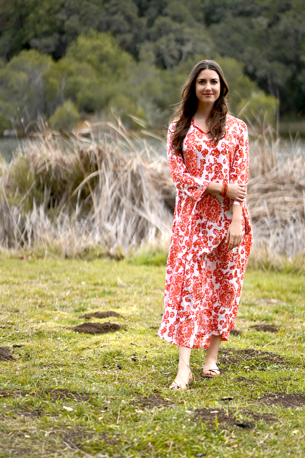 Calypso Dandelion Dress Red White