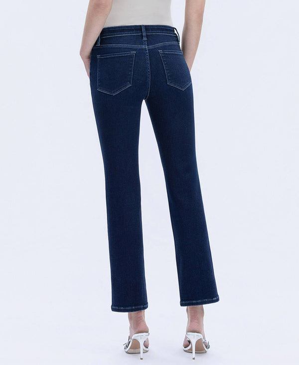 MID RISE DARK WASH ANKLE SLIM STRAIGHT JEANS T6998-Blue Hand Home