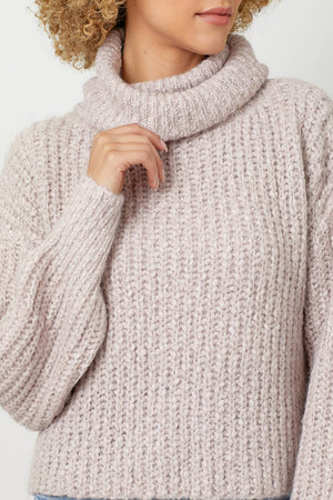 60795 Turtle Neck Cropped Sweater-Blue Hand Home