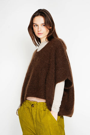 Mohair poncho sweater 7627: Fuchsia fluo-Blue Hand Home