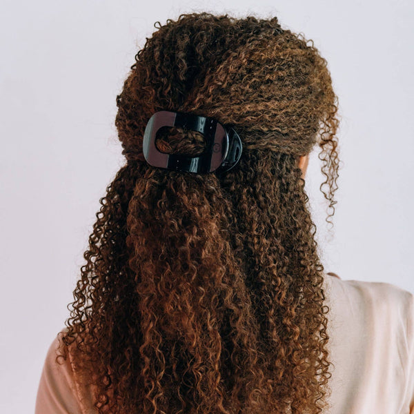 Round Flat Hair Clip | Med. | Jet Black-Blue Hand Home