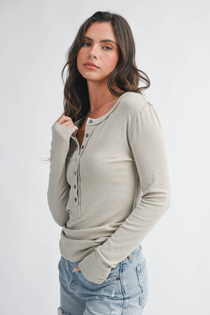 8630hk Henley Long Sleeve Top
