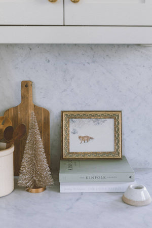 Fox In Winter Framed Antique Art-Blue Hand Home